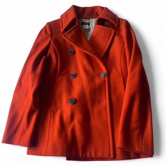 J.Crew majesty formal peacoat double breast size Small wool blend rusty orange - Picture 7 of 7